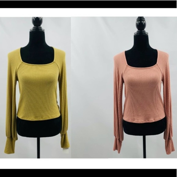 Project Social T Tops - PST Project Social T Pink & Tan Square Neck Tee